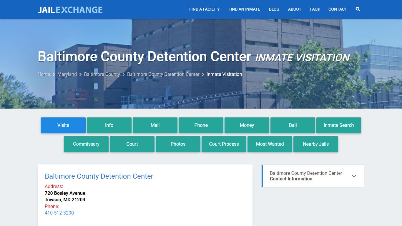 Inmate Visitation - Baltimore County Detention Center, MD - Jail Exchange