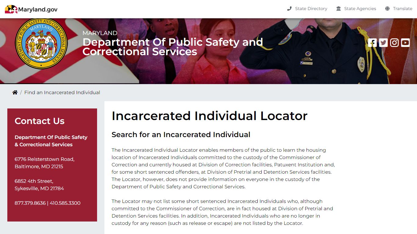 DPSCS - Find an Incarcerated Individual
